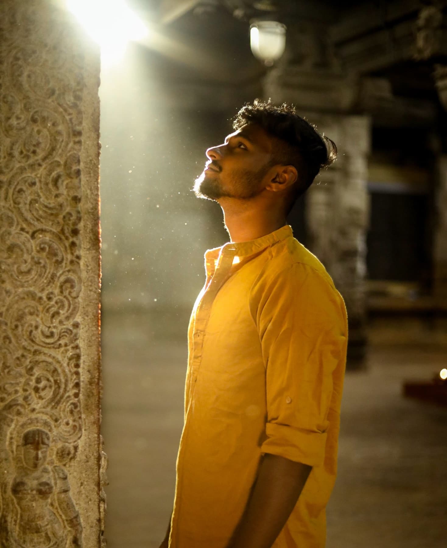 Portrait of Aravinthan in a temple
