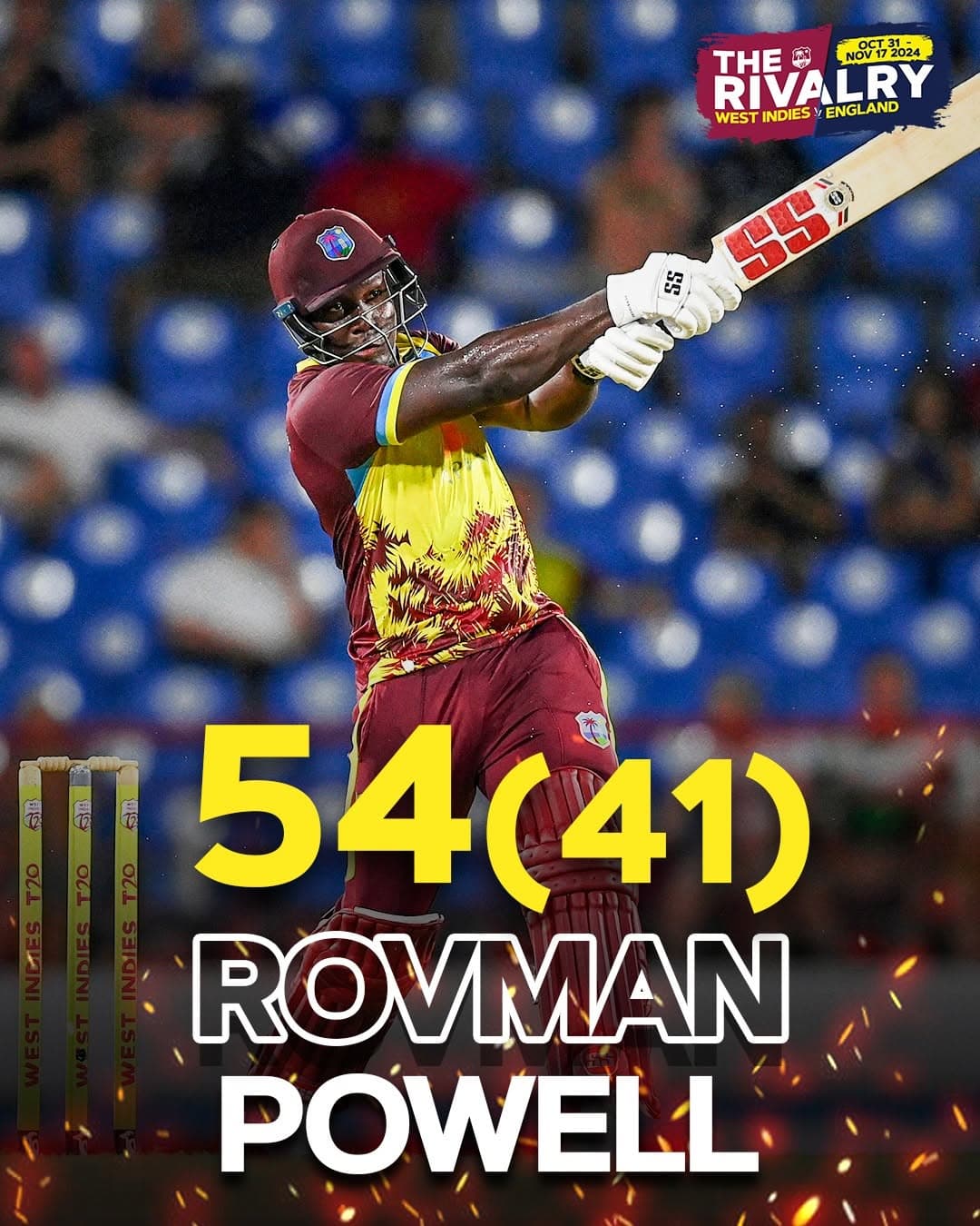 West Indies rivalry post featuring Rovman Powell